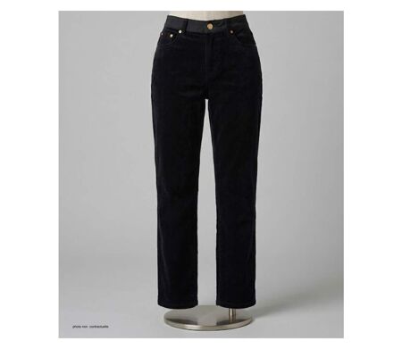 MAYFLOWER DORURE1N : Pantalon velours noir pour femme – Douceur, élégance & taille élastique