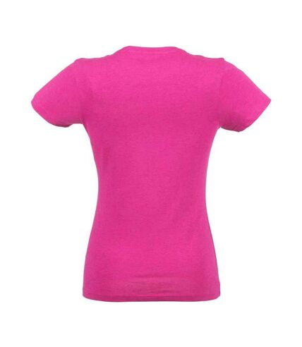 SF Womens/Ladies Feel Good Heather Stretch T-Shirt (Pink)