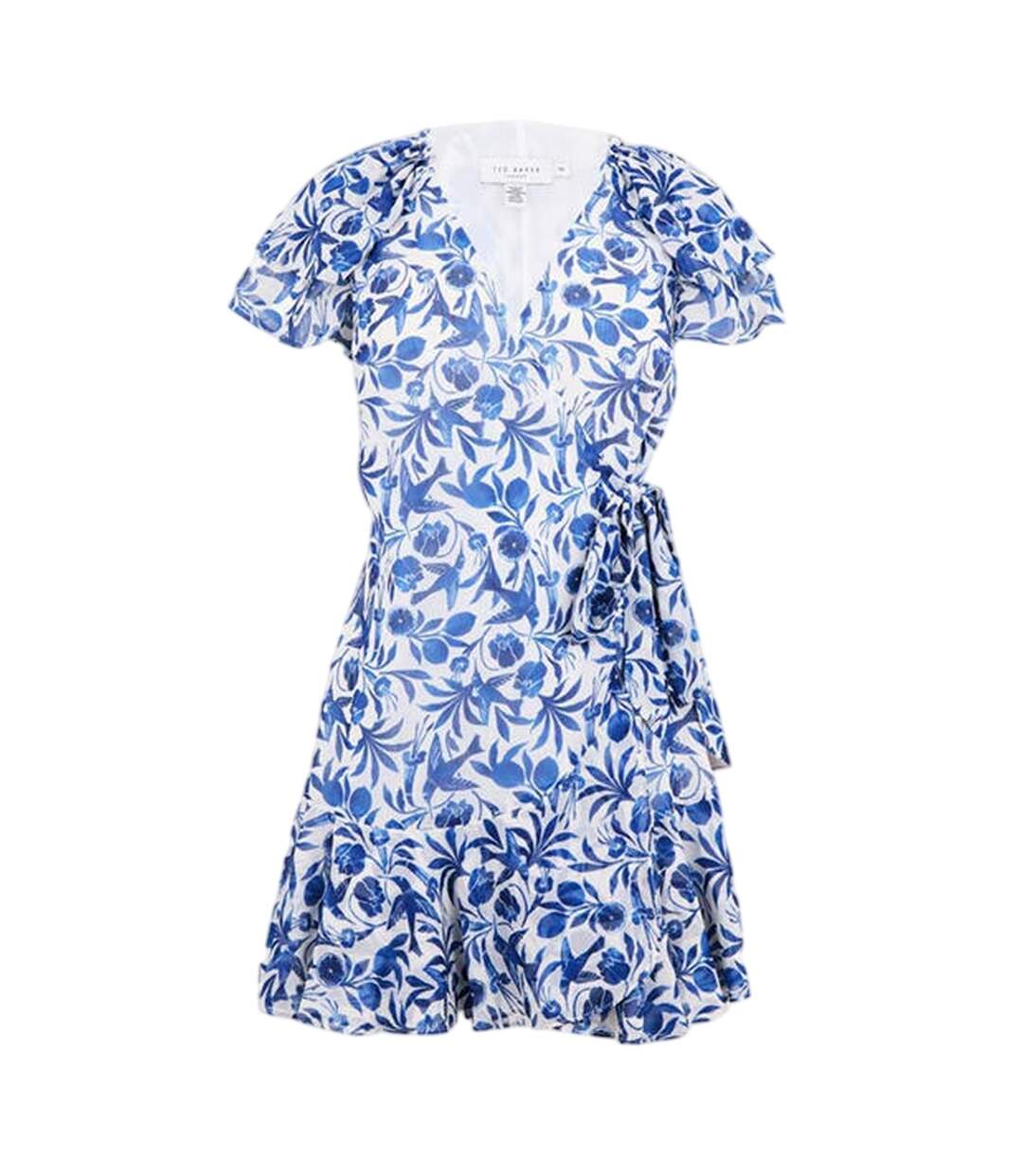 Robe Portefeuille Motif/style Fleurs Et Oiseaux Femme Bleu Ted Baker-2