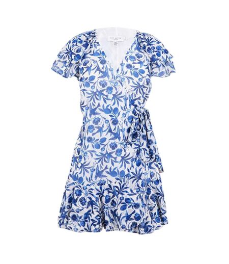 Robe Portefeuille Motif/style Fleurs Et Oiseaux Femme Bleu Ted Baker