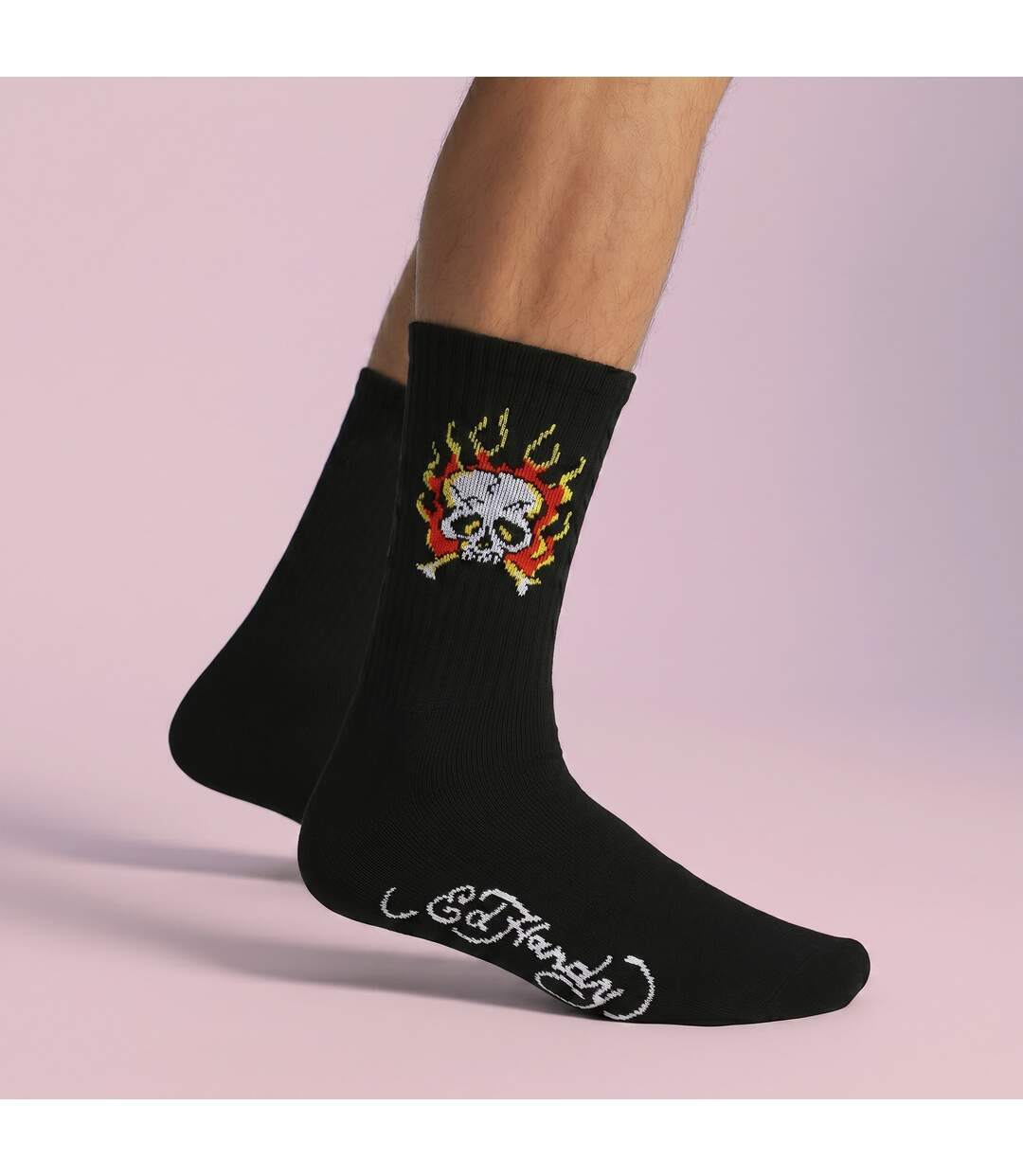 5 Pack Mens Crew Socks Skull Pattern Soft Breathable Casual Socks-3