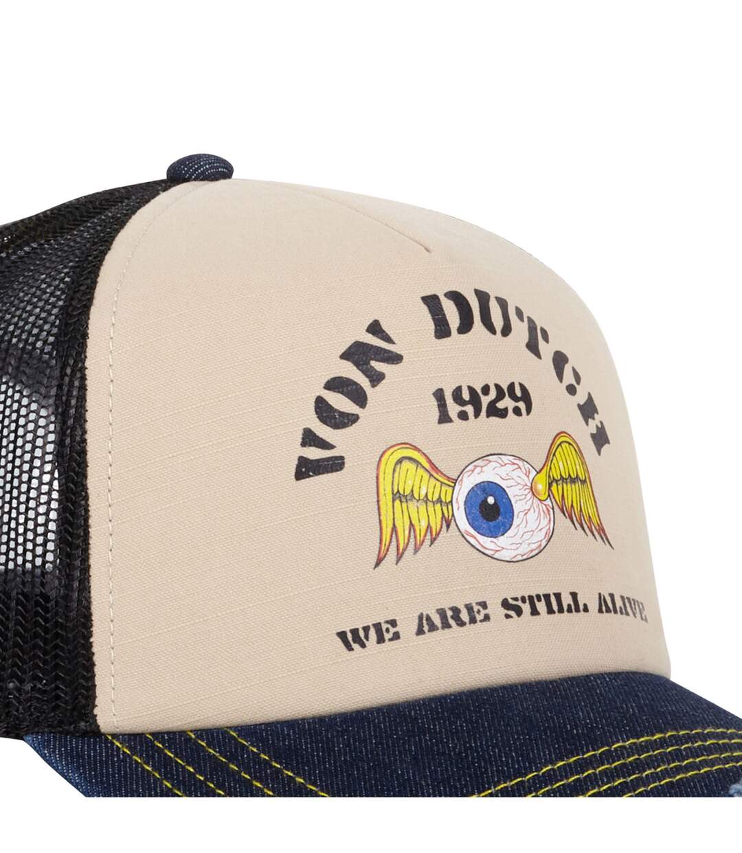 Casquette trucker avec filet effet bambou et print devant Crew Vondutch-3