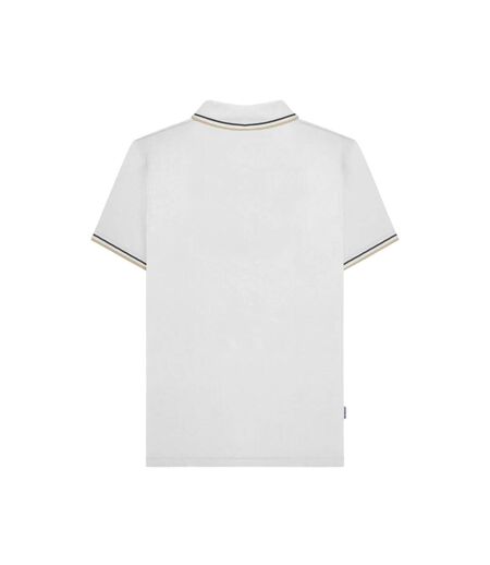 Mens Houndstooth Polo Shirt White Iron Silver Lambretta
