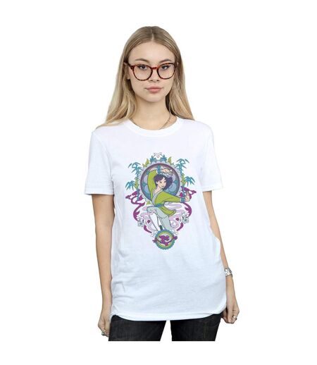 Disney Femme/Les femmes Mulan Ornamental Cotton Boyfriend T-Shirt (Blanc) - UTBI49646