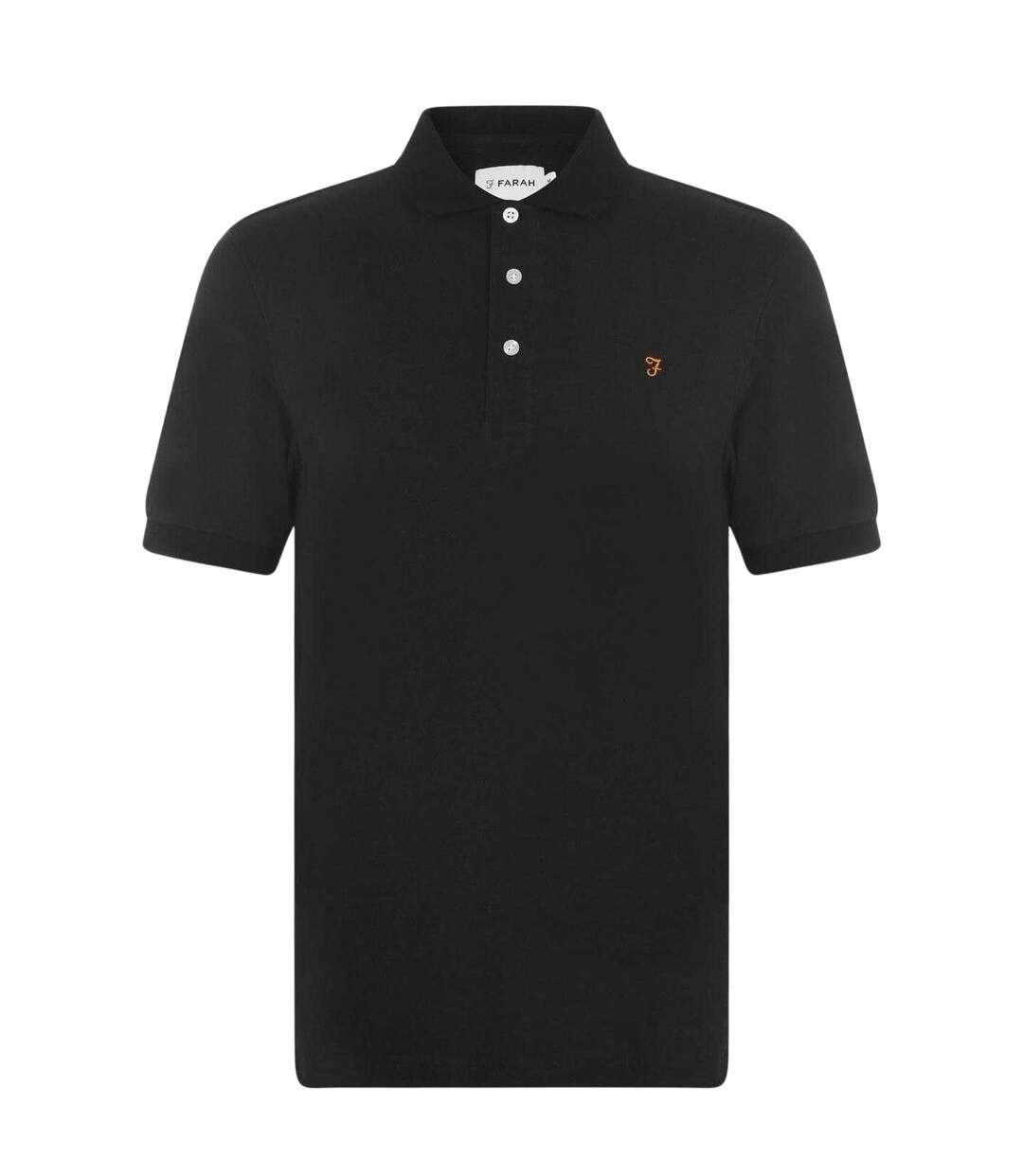 Mens Cotton Short-sleeved Polo Shirt Black Farah-2