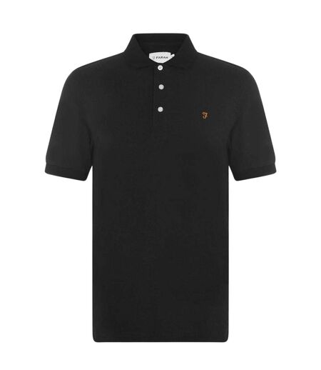 Mens Cotton Short-sleeved Polo Shirt Black Farah