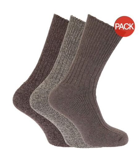 Lot de 3 Chaussettes à dessus non-élastiqués paires homme nuances de brun Universal Textiles