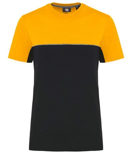 T-shirt de travail bicolore - Unisexe - WK304 - noir et jaune