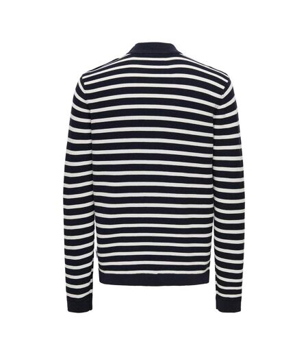 Pull marine /blanc homme only & sons walder