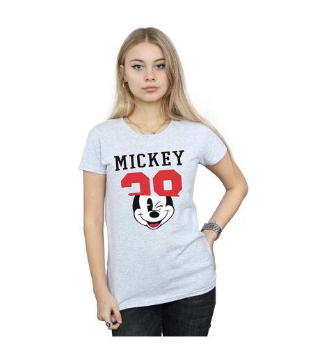 Disney T-shirt en coton fendu 28 Mickey Mouse Femme/Femme (Gris sportif) - UTBI31496