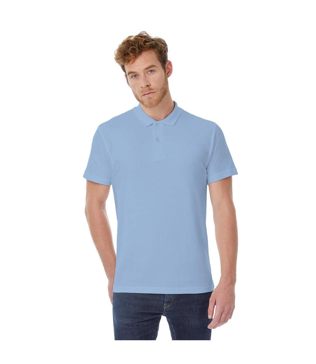 B&c Id.001 Polo À Manches Courtes Pour Hommes Bleu Clair B And C-1