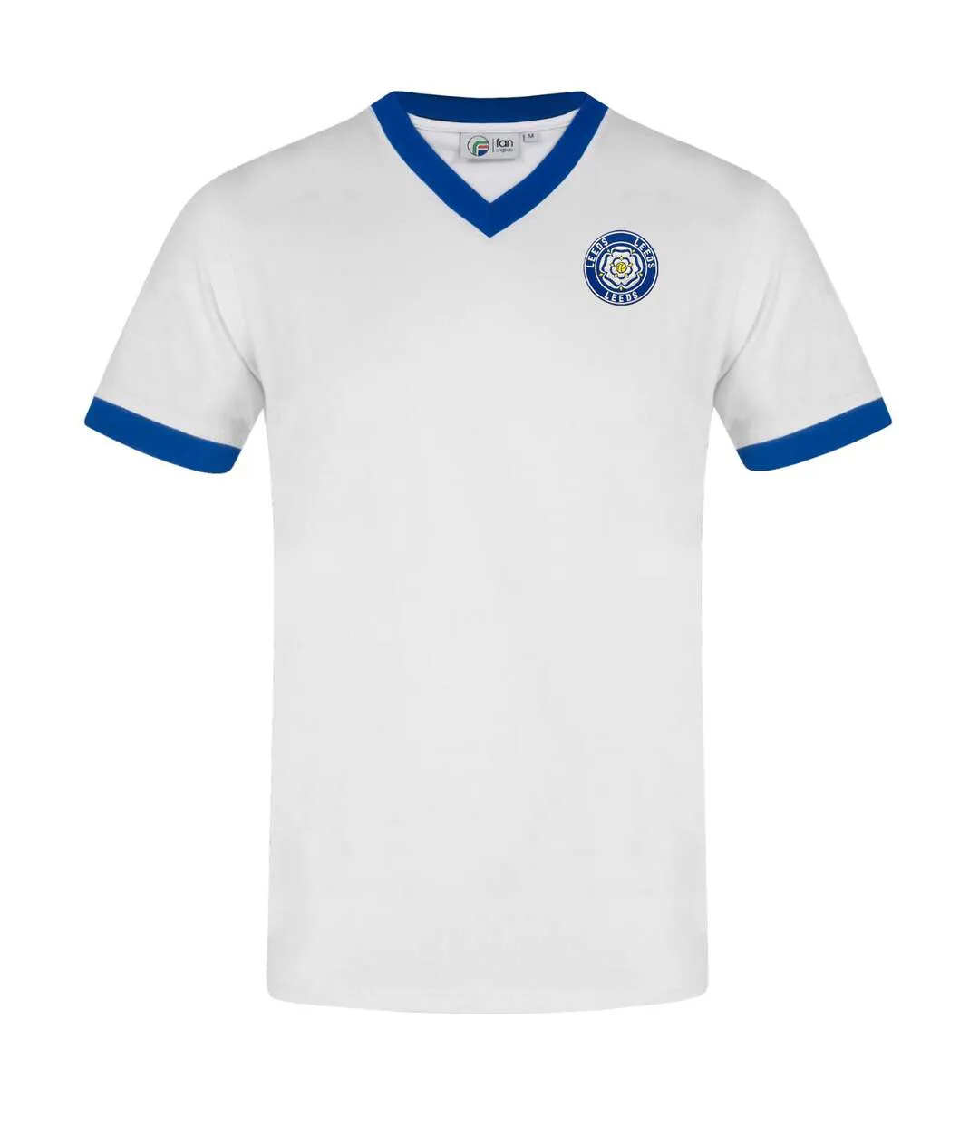 Mens Leeds Retro V Neck T-shirt White Fan Originals-2