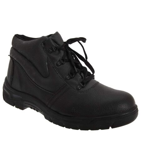 Grafters Mens Grain Leather Padded Ankle Safety Toe Cap Boots (Black) - UTDF673