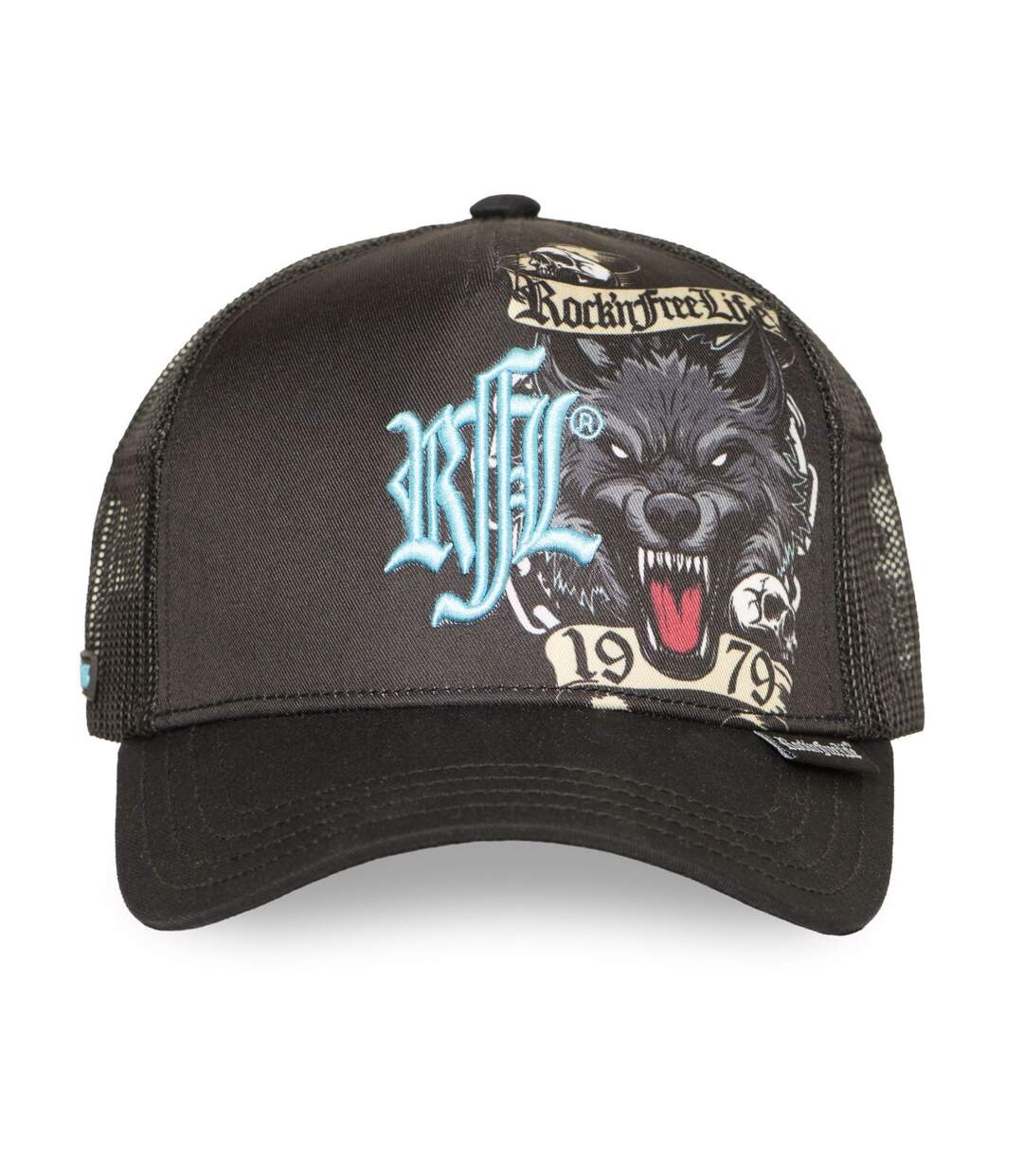 Casquette trucker imprimée avec filet Chained Wolf Rock'n Free Life-2