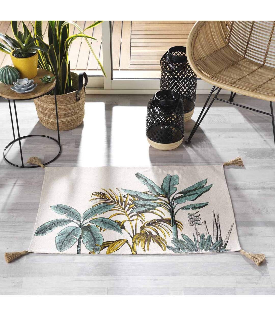 Tapis Déco à Pompons Balinesia 60x90cm Naturel-3