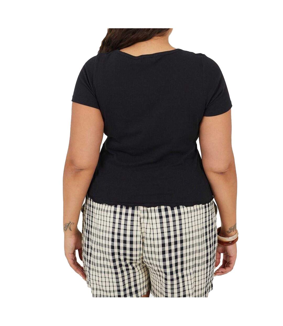 T-shirt Motif/style Côtelé Femme Noir Brave Soul-2