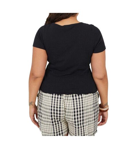 T-shirt Motif/style Côtelé Femme Noir Brave Soul