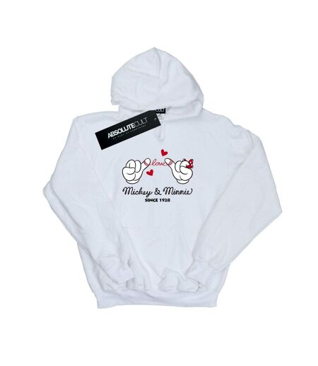 Disney Sweat à capuche Womens/Ladies Mickey Mouse Love Hands (Blanc) - UTBI10589
