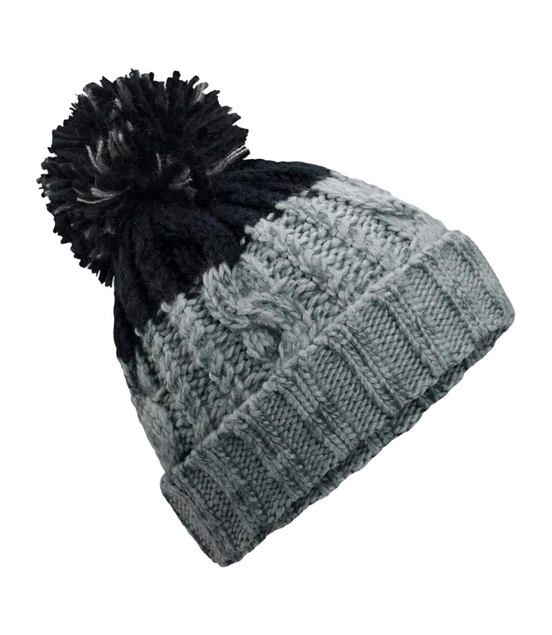 Bonnet À Revers Apres Unisexe Gris Clair Noir Beechfield-2