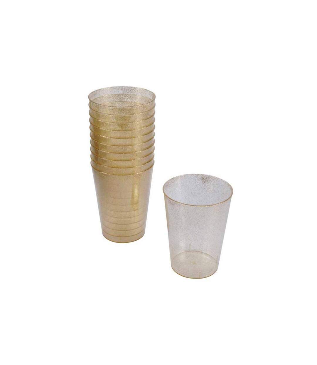 Lot de 20 Verres en Plastique Réutilisable Paillettes 20cl Or-1