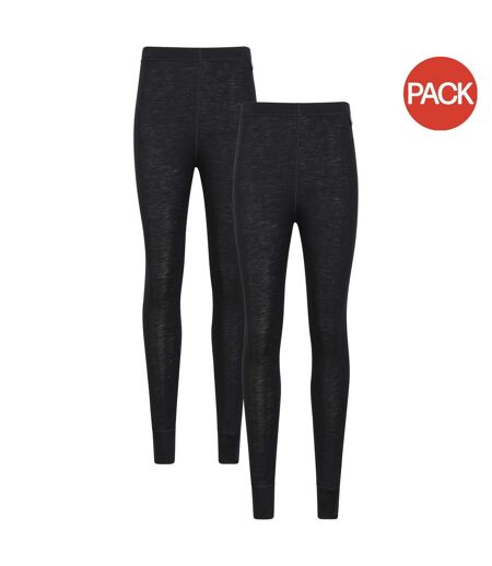 Pack of 2  Womens/ladies merino wool base layer bottoms  black Mountain Warehouse