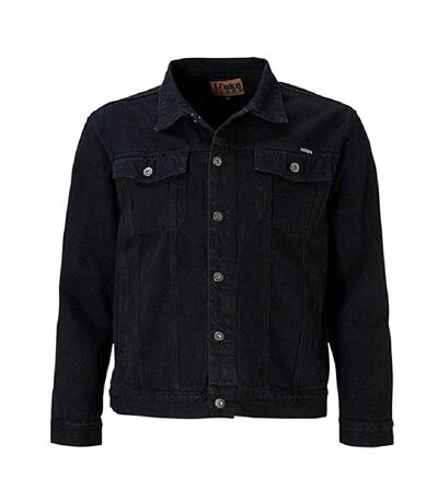 Duke Mens Western Trucker Style Denim Jacket (Black)