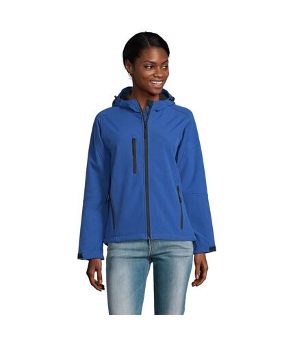 SOLS Womens/Ladies Replay Hooded Soft Shell Jacket (Breathable, Windproof And Water Resistant) (Royal Blue) - UTPC411