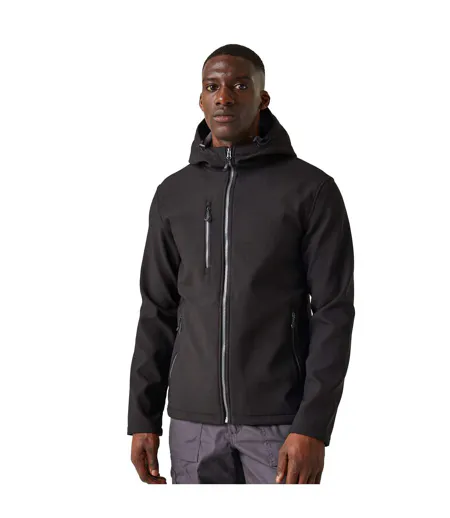 Mens Navigate 2 Layer Soft Shell Jacket Black Seal Grey Regatta