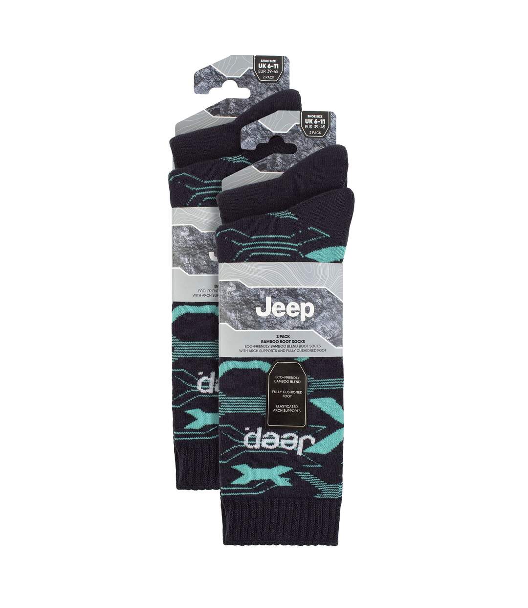 Jeep - Chaussettes de bottes épaisses en bambou pour hommes 4 paires-2