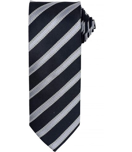 Cravate rayée - PR783 - noir et gris