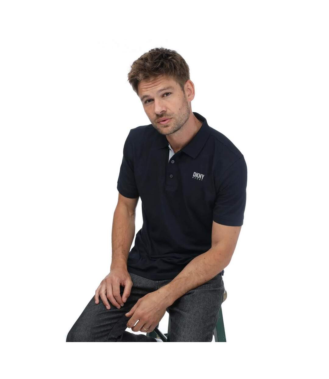 Unisex Adult Tonal Logo Polo Shirt Navy DKNY-4