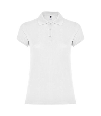 Womens/ladies star polo shirt white Roly