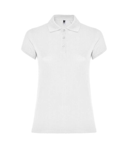 Womens/ladies star polo shirt white Roly