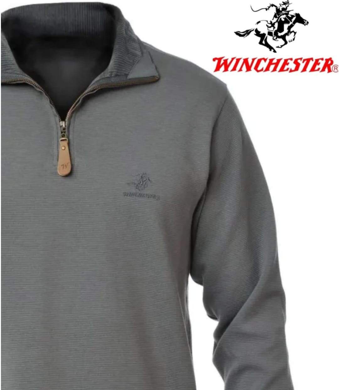 WINCHESTER CAMPO2G — Sweat col montant zippé gris : douceur 100 % coton-4