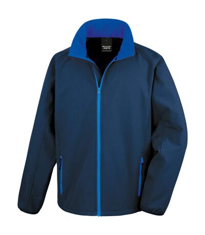 Mens printable soft shell jacket navy/royal blue Result Core