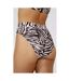 Gorgeous Womens/Ladies Zebra Print Mid Rise Bikini Bottoms (White/Brown) - UTDH4274