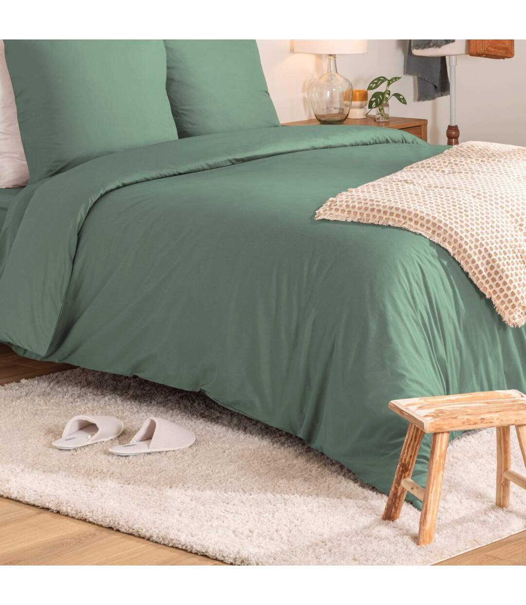 Parure de Lit 3 Pièces Percale 240x220cm Tilleul-4