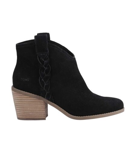 Womens/ladies Constance Leather Ankle Boots Black Toms