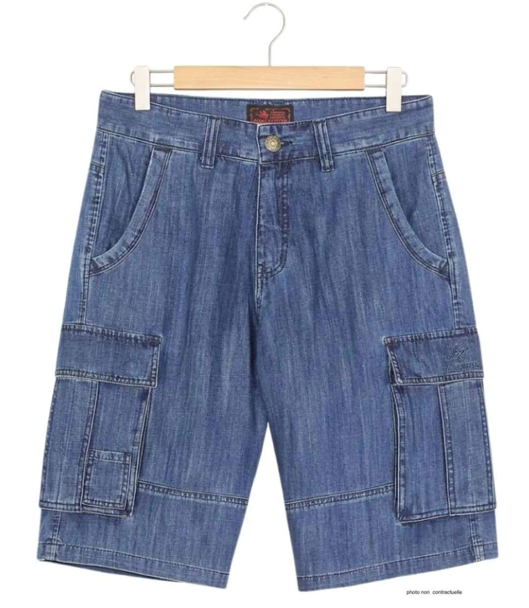 WINCHESTER INDIGO1 : Bermuda en jean homme bleu stone en coton style cargo décontracté-2