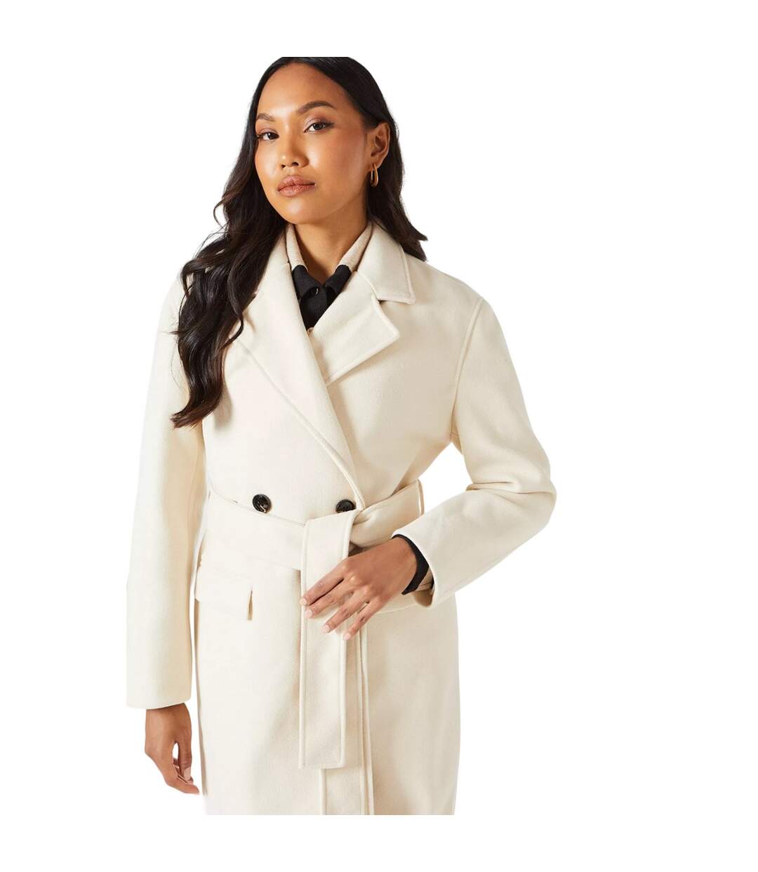 Manteau croisé femme blanc cassé Principles-3