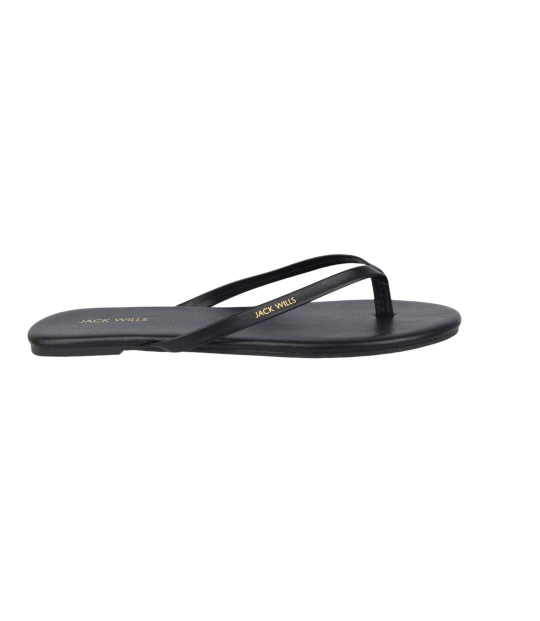Womens/ladies Synthetic Flat Flip Flops Black Jack Wills-1