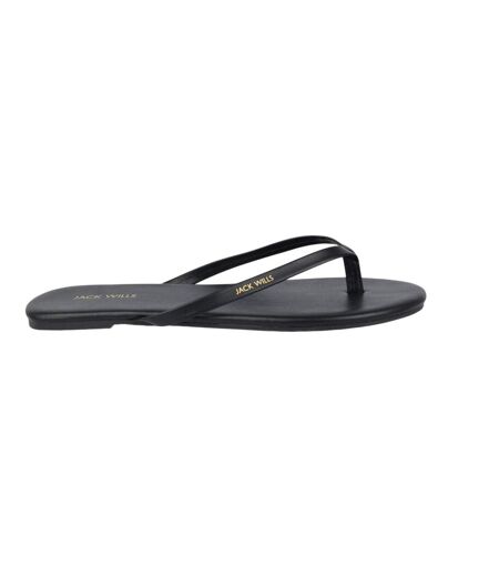 Womens/ladies Synthetic Flat Flip Flops Black Jack Wills