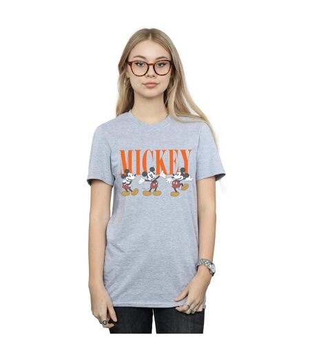 Disney Femme/Les femmes Mickey Mouse Poses - T-shirt boyfriend en coton (Gris sportif) - UTBI38048