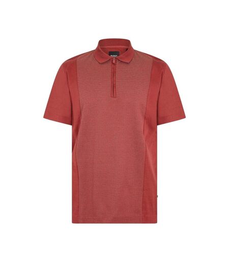 Mens Paras 365 Short-sleeved Polo Shirt Brown Boss