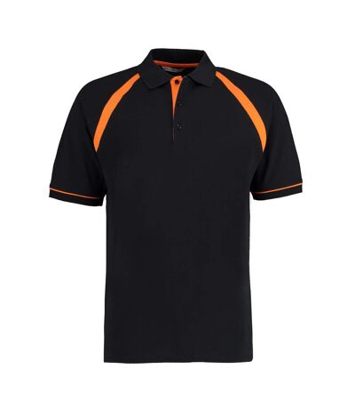 Kustom Kit Mens Oak Hill Piqué Polo Shirt (Black/Orange)