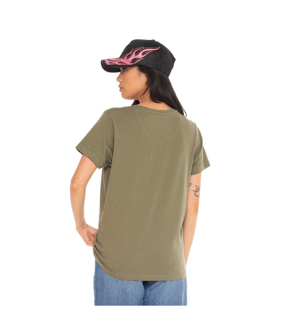 T-shirt femme col rond avec imprimé logo devant Retro Vondutch-3