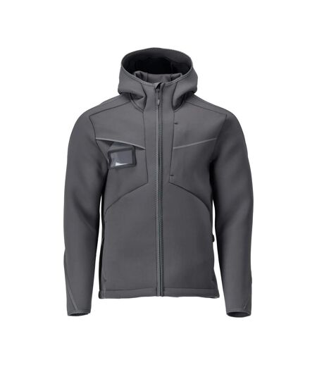 Mens Customised Stretch Hooded Soft Shell Jacket Stone Grey Mascot
