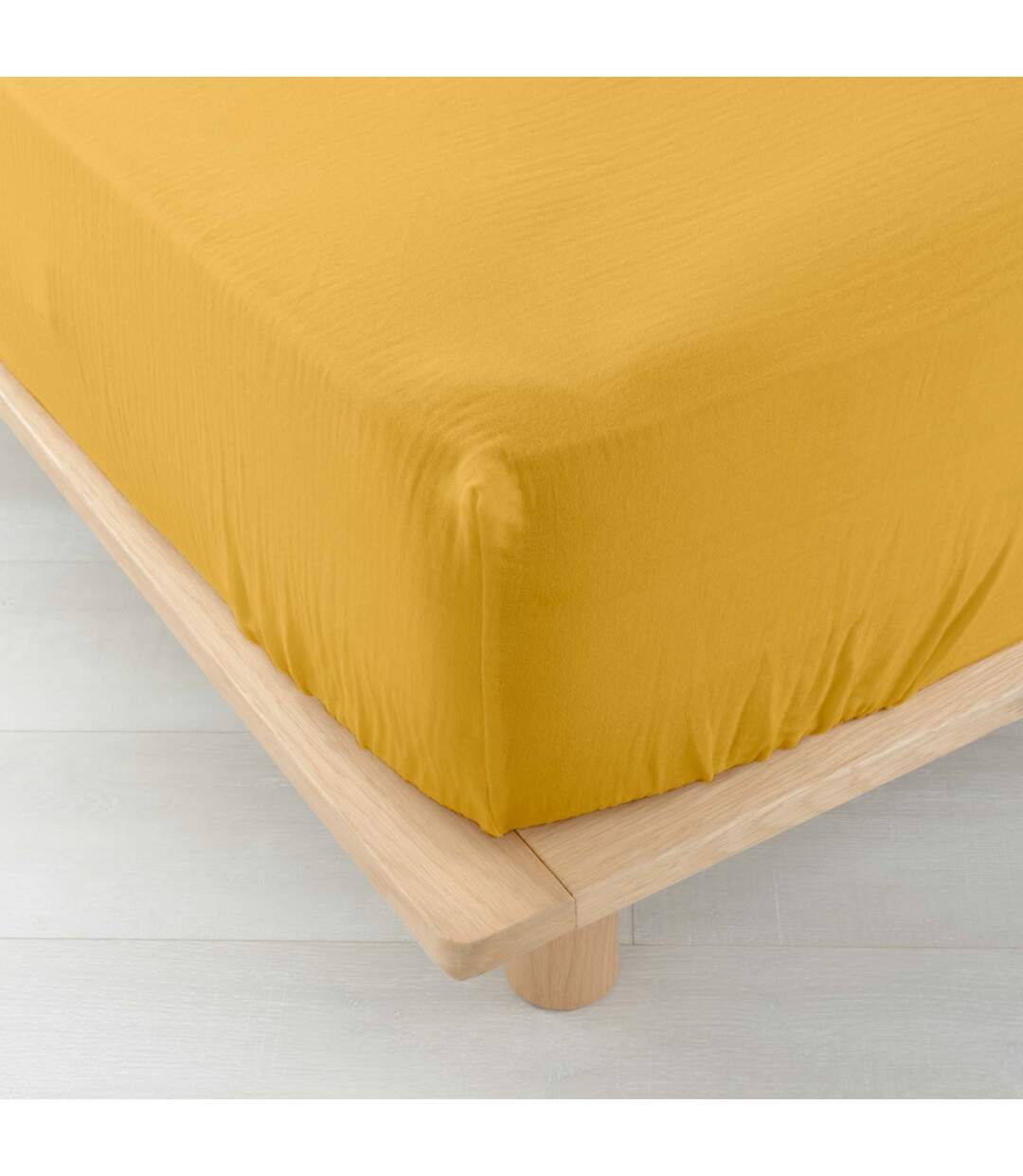 Drap Housse en Gaze de Coton Angelia 140x190cm Jaune-1