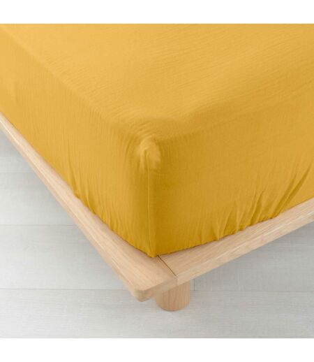 Drap Housse en Gaze de Coton Angelia 140x190cm Jaune