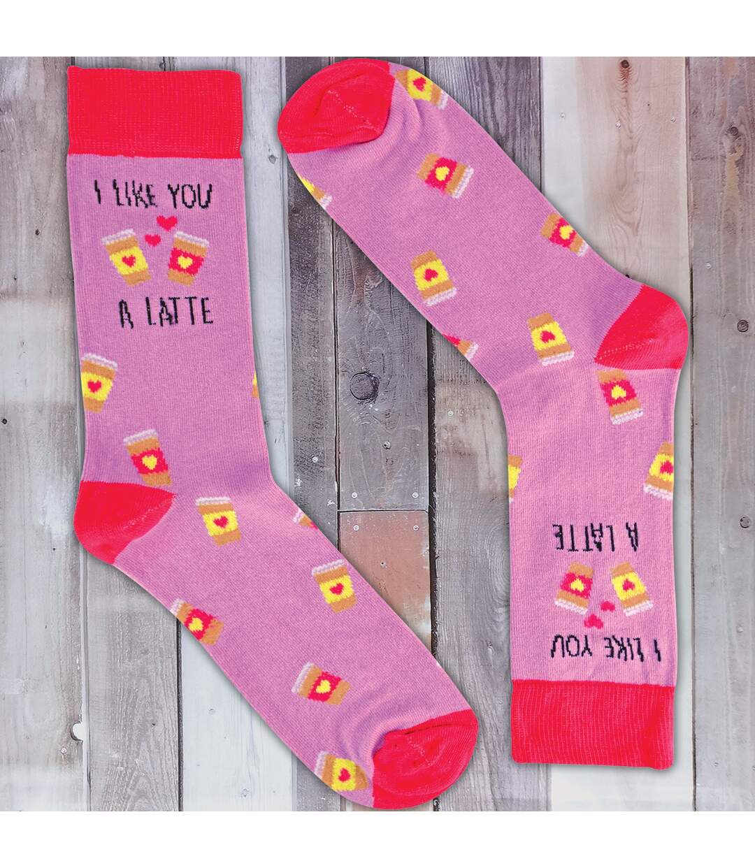 1 Pack Ladies Novelty Cotton I Like You a Latte' Socks-4